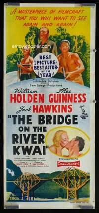 w683 BRIDGE ON THE RIVER KWAI Aust daybill movie poster '58 pre-Awards