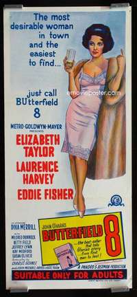 w693 BUTTERFIELD 8 Aust daybill R66 stone litho of the most desirable callgirl, Elizabeth Taylor!