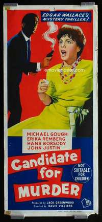 w696 CANDIDATE FOR MURDER Aust daybill movie poster '61 Edgar Wallace