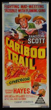 w698 CARIBOO TRAIL Aust daybill movie poster '50 Randolph Scott, Gabby