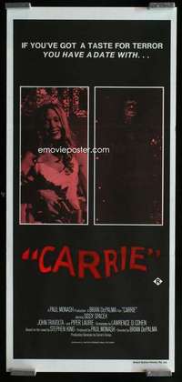 w699 CARRIE Aust daybill movie poster '76 Sissy Spacek, Stephen King