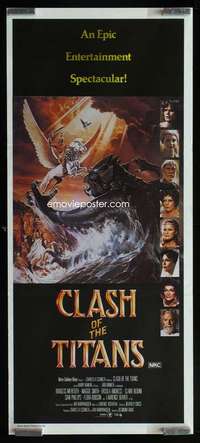 w713 CLASH OF THE TITANS Aust daybill movie poster '81 Gouzee art!