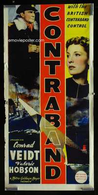 w722 CONTRABAND long Aust daybill movie poster '40 Conrad Veidt