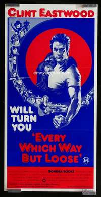 w762 EVERY WHICH WAY BUT LOOSE Aust daybill movie poster '78 Eastwood