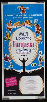 w767 FANTASIA Aust daybill movie poster R70s Mickey Mouse, Disney