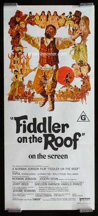 w770 FIDDLER ON THE ROOF Aust daybill movie poster '72 Topol, Molly Picon