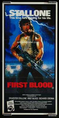 w772 FIRST BLOOD Aust daybill movie poster '82 Stallone as Rambo!