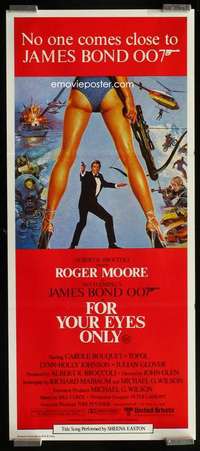 w778 FOR YOUR EYES ONLY Aust daybill movie poster '81 Moore as Bond!