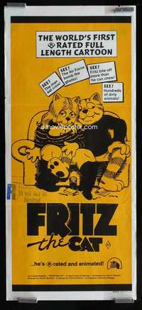 w784 FRITZ THE CAT Aust daybill movie poster '72 Ralph Bakshi cartoon!