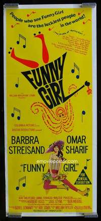 w787 FUNNY GIRL Aust daybill movie poster '69 Barbra Streisand, Sharif