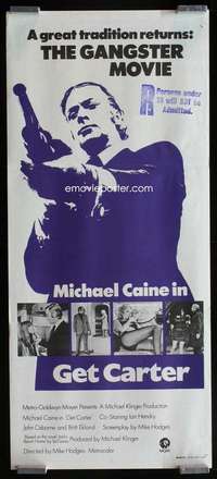 w790 GET CARTER Aust daybill movie poster '71 Michael Caine, Ekland