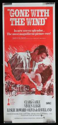 w799 GONE WITH THE WIND Aust daybill movie poster R74 Gable, Leigh