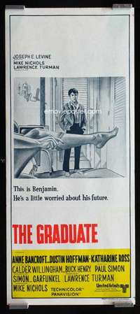 w801 GRADUATE Aust daybill '68 classic image of Dustin Hoffman & Anne Bancroft's sexy leg!