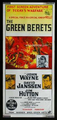 w808 GREEN BERETS Aust daybill movie poster '68 John Wayne, Janssen