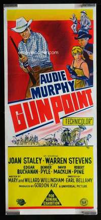 w814 GUNPOINT Aust daybill movie poster '66 Audie Murphy western!