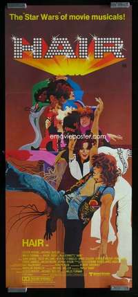 w815 HAIR Aust daybill movie poster '79 Milos Forman, Bob Peak art!