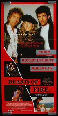 w819 HEARTS OF FIRE Aust daybill movie poster '87 Bob Dylan, Fiona