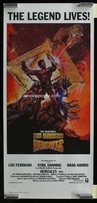w822 HERCULES Aust daybill movie poster '83 Lou Ferrigno, Drew art!