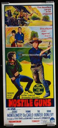 w828 HOSTILE GUNS Aust daybill movie poster '67 George Montgomery