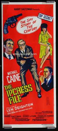 w845 IPCRESS FILE Aust daybill movie poster '65 Michael Caine