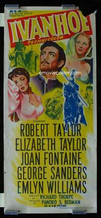 w849 IVANHOE Aust daybill movie poster '52 Elizabeth & Robert Taylor