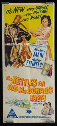 w856 KETTLES ON OLD MacDONALD'S FARM Aust daybill movie poster '57