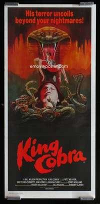 w859 KING COBRA Aust daybill movie poster '81 Jaws of Satan, snakes!