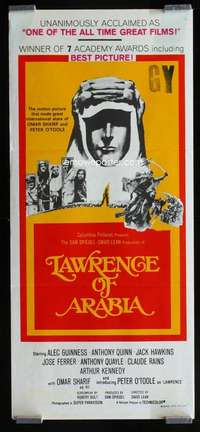 w865 LAWRENCE OF ARABIA Aust daybill movie poster R70s David Lean