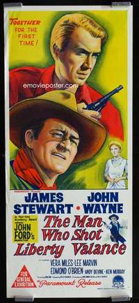 w890 MAN WHO SHOT LIBERTY VALANCE Aust daybill movie poster '62 Wayne