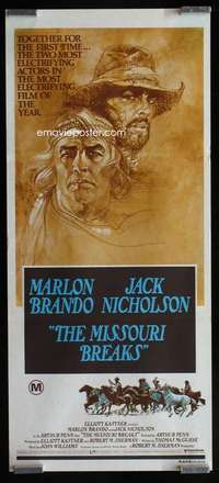 w898 MISSOURI BREAKS Aust daybill movie poster '76 Brando, Nicholson