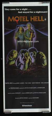 w904 MOTEL HELL Aust daybill movie poster '80 Calhoun, wacky horror!