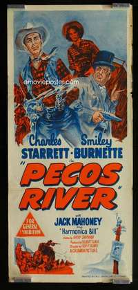 w933 PECOS RIVER Aust daybill movie poster '51 Charles Starrett