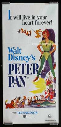 w935 PETER PAN Aust daybill R70s Walt Disney animated cartoon fantasy classic!