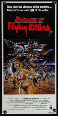 w940 PIRANHA 2 THE SPAWNING Aust daybill movie poster 1982 wild horror!