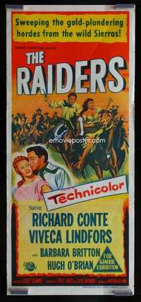 w950 RAIDERS Aust daybill movie poster '52 Richard Conte, Lindfors