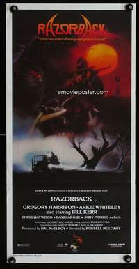 w958 RAZORBACK Aust daybill movie poster '84 Australian horror!