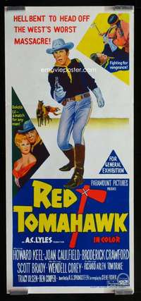 w961 RED TOMAHAWK Aust daybill movie poster '66 Native Americans!