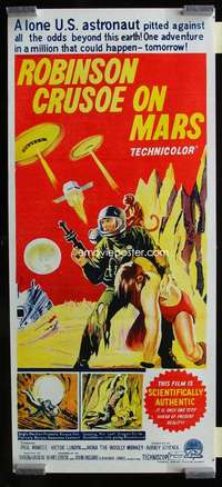 w965 ROBINSON CRUSOE ON MARS Aust daybill movie poster '64 Paul Mantee