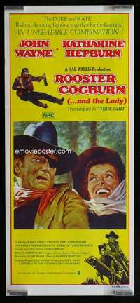 w972 ROOSTER COGBURN Aust daybill movie poster '75 John Wayne, Hepburn