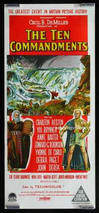 z033 TEN COMMANDMENTS Aust daybill movie poster R60 Heston, DeMille