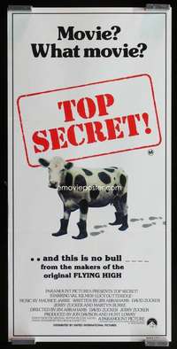 z055 TOP SECRET Aust daybill movie poster '84 Val Kilmer spy spoof!