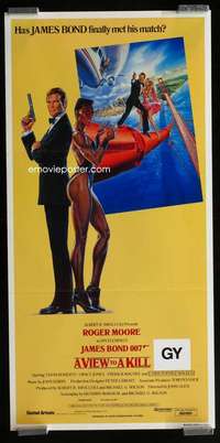 z075 VIEW TO A KILL Aust daybill movie poster '85 Moore as James Bond!