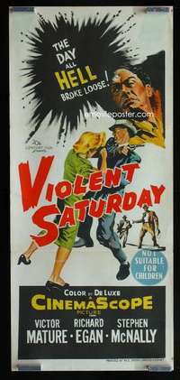 z076 VIOLENT SATURDAY Aust daybill movie poster '55 Victor Mature