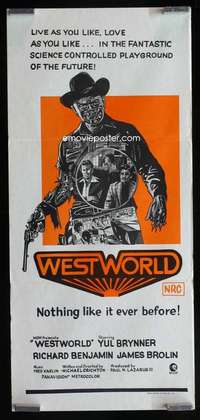 z084 WESTWORLD Aust daybill movie poster R70s Yul Brynner, Brolin