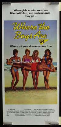 z087 WHERE THE BOYS ARE '84 Aust daybill movie poster '84 beach sex!