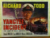 w081 BATTLE HELL British quad movie poster '57 Yangtse Incident!
