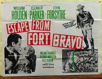 w100 ESCAPE FROM FORT BRAVO British quad movie poster '53 Holden
