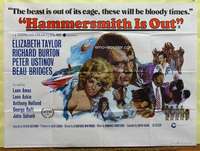 w125 HAMMERSMITH IS OUT British quad movie poster '72 Liz Taylor, Burton