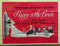 w126 HAPPY IS THE BRIDE British quad movie poster '57 Roy Boulting