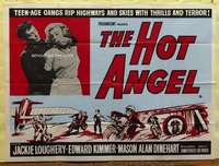 w134 HOT ANGEL British quad movie poster '58 teen hot rod rebel gangs!
